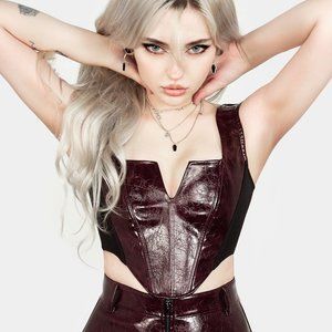Disturbia VINCI FAUX LEATHER CORSET TOP